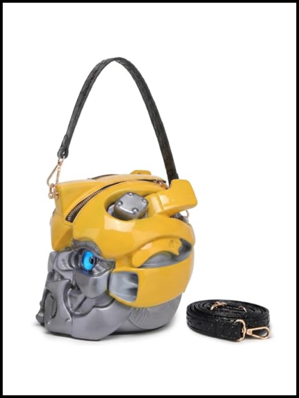 3D Robot Vegan Leather Crossbody Handbag with Detachable Strap